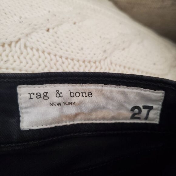 Rag & Bone Ankle Skinny Raw Hem Jeans - size 27 in Black. - Picture 12 of 14
